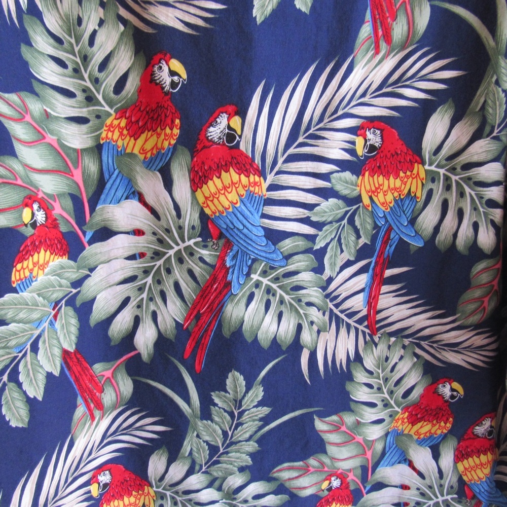 Mens Hawaiian Parrot Shirt XXL Aloha 1 pocket Cotton Short Slve Made USA 2X